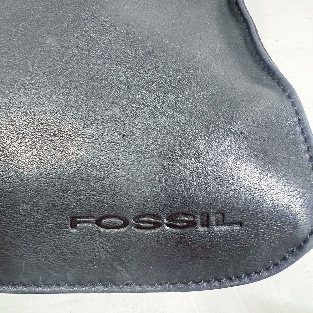 Vintage Fossil Black Leather Shoulder Bag Grunge Punk Rockstar Girlfriend - Picture 7 of 11